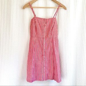 Red and White Stripe Adjustable Strap Sundress M